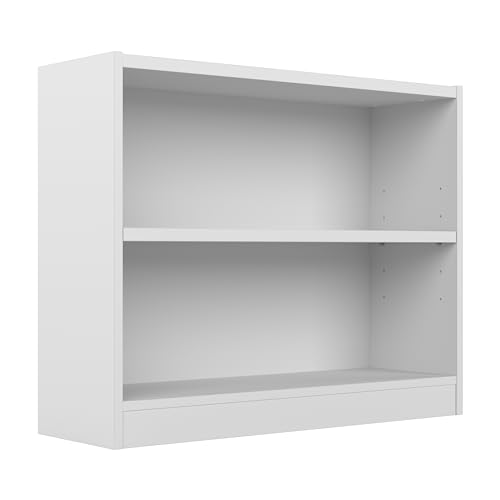 Bush Furniture Universal Small 2 Shelf Bookcase in White, Low Storage and Display Bookshelf for Home Office or Living Room Organization