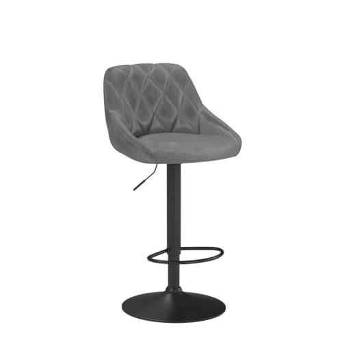 WOLTU Bar Stools Set of 2 Breakfast Bar Chairs Swivel Dining Stools, Height Adjustable Kitchen Island Barstools, Dark Grey Velvet Upholstery, Metal Footrest & Base - Image 5