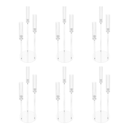 FXEIPOL 3 Arms Clear Acrylic Candlesticks Holder 6PCS 29.92