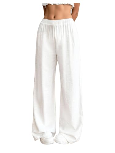RoseSeek Girl's Wide Leg Palazzo Linen Pants Casual Summer Vacation Outfits — Amazon listing image
