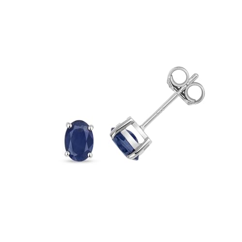 Boucles d'Oreilles Saphir Or Blanc fini les allergies avec des puces élégantes en or 375/1000