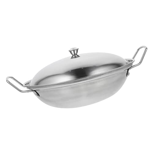 Wok de acero inoxidable con doble asa para cocina miniatura 1