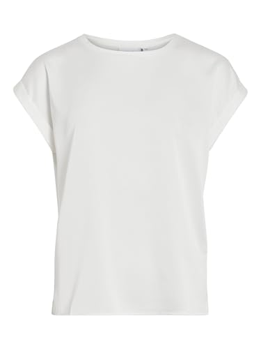 Vila Damen Viellette S/S Satin Top/Su Noos T-Shirt, Schneeweiß,...