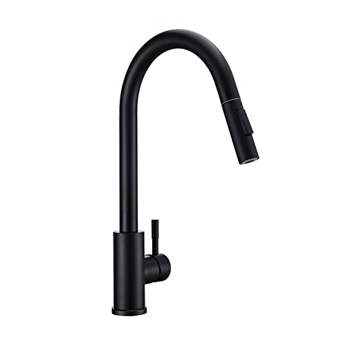 Robinet pour cuisine noir avec pulvérisateur pour évier eau chaude et froide