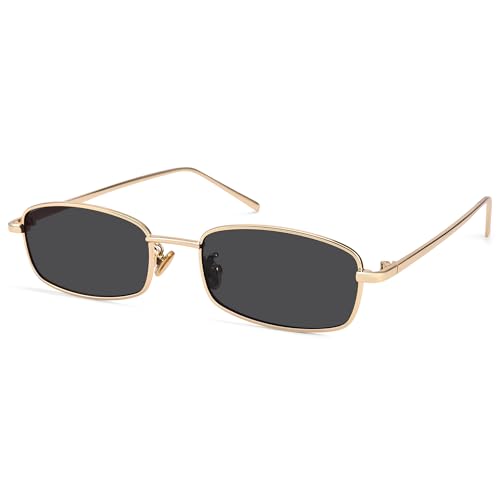 Y2k Rectangle Sunglasses for Women Men - Retro 80s 90s Narrow Oval Shades