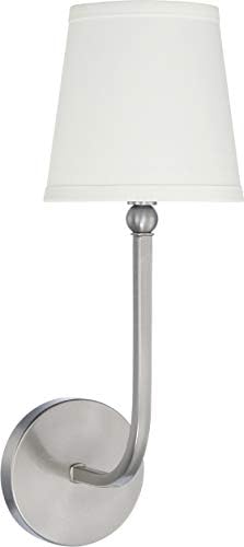 Capital Lighting 619311BN-674 Dawson Decorative White Fabric Stay-Straight Shade Wall Sconce, 1-Light 60 Watt, 17" H x 6" W, Brushed Nickel