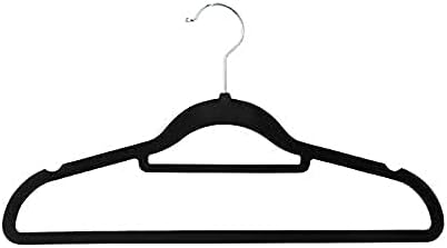 15pcs Non-Slip Velvet Hangers - Suit Hangers Ultra Thin Space Saving 360 Degree Swivel Hook Strong and Durable Clothes Hanger (Black)