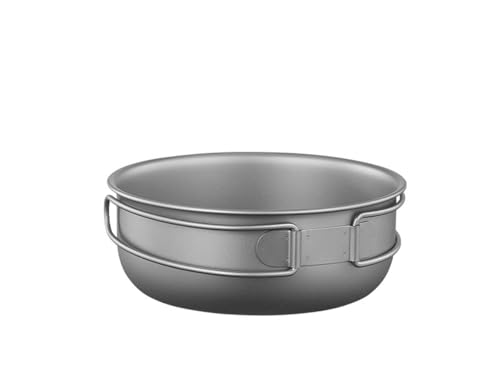 THGILNUS Sartén de Titanio Camping, Ligera, Monoblock, Sin Recubrimiento, Resistente al Calor, Fácil Limpieza, Ideal para Exterior (700ML(108g))
