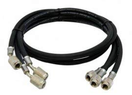 CPS HP5BKAZ3 Pro-Set Premium 1/4in Black Refrigerant Charging Hoses with Chrome Ends, 3-Pack