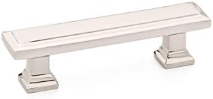 Emtek Geometric Rectangular Cabinet Pull, 10" Center-to-Center, Polished Nickel