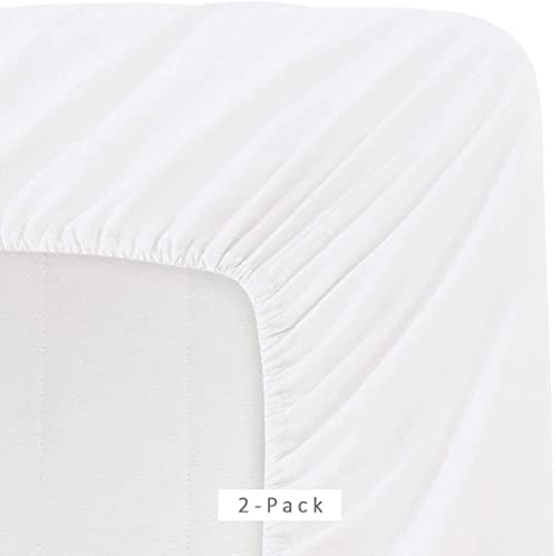 Micro Fiber 2 Twin White Fitted Bed Sheets (2-Pack) Soft And Comfy - 15" Deep Pocket, 39" X 75" Great For Kids Room, Guest Room, Dorms, Camps, Twin Beds (Twin, White) #TOP1