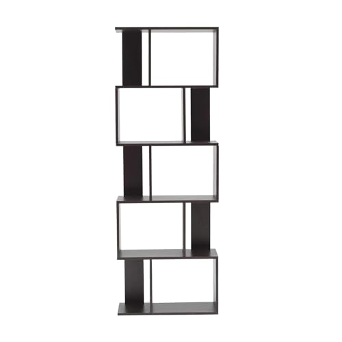 Rebecca Mobili Mueble Biblioteca De 5 Compartimentos Madera Design Moderno Marrón Wengué Estudio Dormitorio - 169 x 60 x 24 cm (AxANxFON) -...