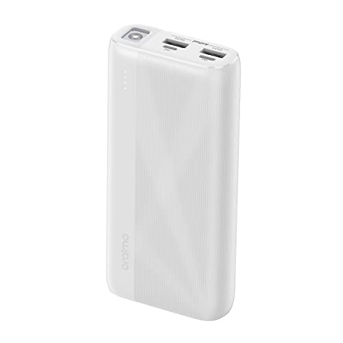 Image of Oraimo 20000mAh Power Bank with 2.1A Fast Charging,Triple Output, Power Delivery, Type C &Micro Input,Multi-Layer Protection with LED Torch (White)