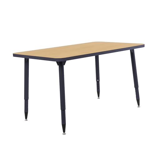 Image of Adapte Commercial Classroom Activity Table - 30 inch x 48 inch Rectangle, ADA Compliant Tapered Legs with Glides & Casters, Adjustable Height 22-34 inch Wheelchair Accessible, School & Office Furniture