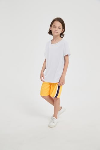 5-Pack Kids/Boys/Youth Mesh Athletic Quick Dry Shirts Youth Activewear Moisture Wicking Short Sleeve T-Shirts(Age 4-15Years)4