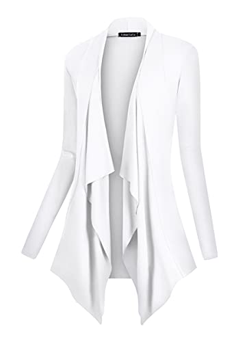 Image of Urban CoCo Women's Drape Front Open Cardigan Long Sleeve Irregular Hem