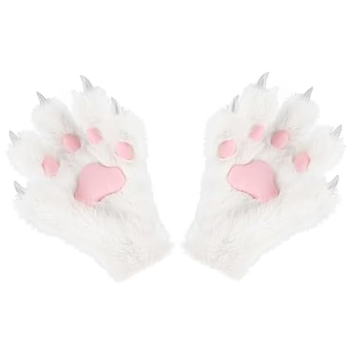 Guantes de pata de gato térmicos y suaves, zarpas de felpa realistas para proteger del frío