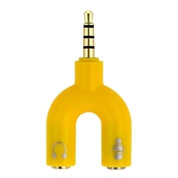 Yellow 3.5mm U Shape 3 Pin 1 Male to 2 Female EP Stereo Jack Audio Mic Splitter Headset Connector Adapter Compatible with All Mobile Device Phone Converter (A180)-image-22
