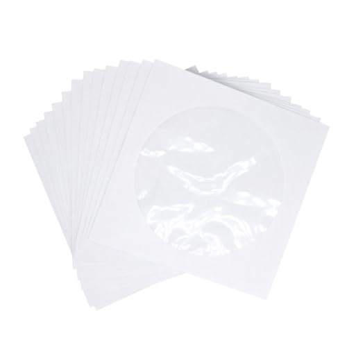 NUOBESTY 100個 入り 収納袋 環境に優しい紙製ケース 透明窓付き 大容量コンパクト収納 映画 音楽用 持ち運び便利 ホームシネマ対応 ホワイト