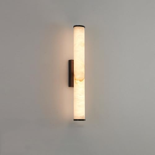 Spanish Natural Marble Wall Sconces Strip Alabaster Wall Lighting All Copper Indoor Nordic Sconce Wall Lamps for Bedroom Staircase Living Room Corridor