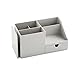JYDQM Creative ABS Desk Office Officer Organizer Storage Pen Holder Lápiz de Escritorio Sundries Papelería Insignia Caja Oficina Suministros Escolares (Color : Grey)