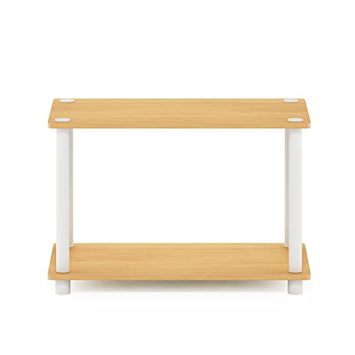 Image of Furinno Turn-N-Tube Night Stand, Rectangle Nightstand with Open Shelf, Toolless Assembly Side Table, End Table, for Living Room, Bedroom, Beech