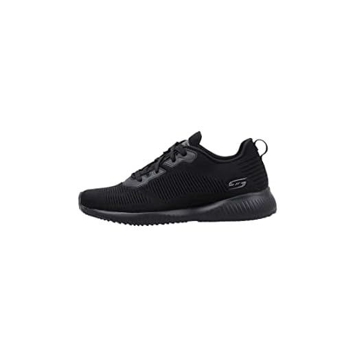 Skechers Damen Bobs Squad - Tough Talk-32504 Sneaker, Black Engineered Knit, 39.5 EU