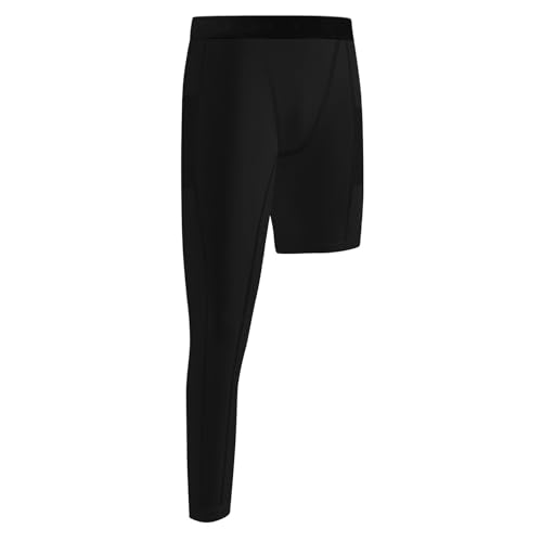 Valcatch Boys' Compression Pants Youths One Leg Basketball Tights Athletic Leggings with Pockets Sports Gym Capris Base Layer