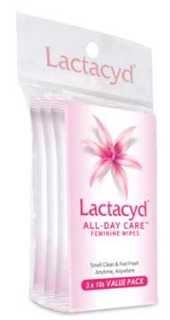 LACTACYD All Day Care Feminine Wipes 10sX3 -Tender Clean and Care, All Day Every Day with Lactacyd All Day Care Wipes.