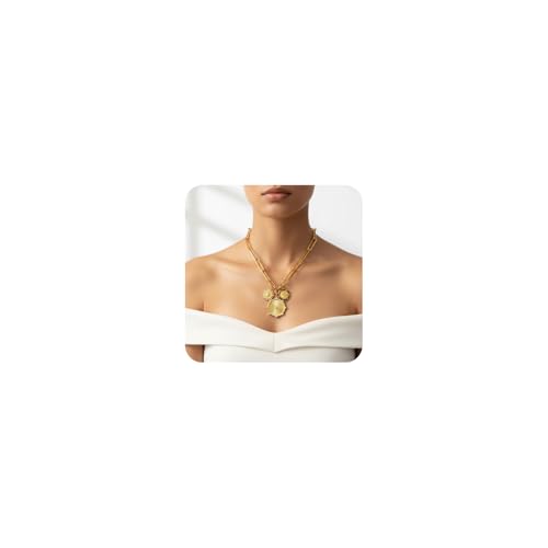 Chunky Charm heart Necklace for Women Trendy, 18K Real Gold Electroplated Heart Choker Pendant, Thick Chain Necklace, Luxury Style Neutral Necklace for Women Jewelry Gifts