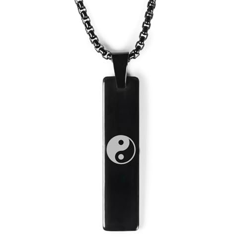 Image of Mesmerize Spiritual Mini Tag Stainless Steel Necklaces for Men | Locket and Pendant Necklace for Men and Guys | Necklace with Chain in Black and Silver | 6-Month Warranty.