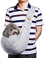 HOPELF Pet Dogs Sling Carrier with Pocket Hands Free Reversible Puppy Outdoor Travel Bag Purse (Grey Unadjustable)