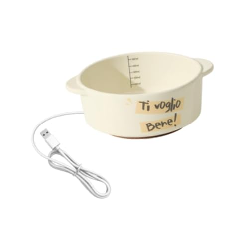 Harilla Pet Bowl Riscaldato Ciotola Elevata per Cani Gatti Ciotola Acqua Termica Piatti Antiscivolo Ceramica Termostatico Adatto per Alimentazione Domestica E, Beige, Altezza 5.8 Cm