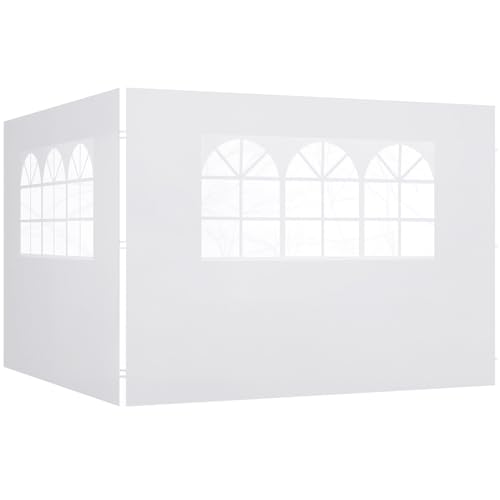 Outsunny Parois latérales de Rechange Barnum tonnelle 3 x 3 ou 3 x 6 m 2 pièces 2 Grandes fenêtres Blanc