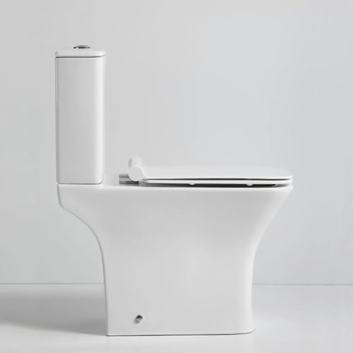 Image of Hisre Premium Western Floor Mounted One Piece Water Closet Ceramic Western Toilet /Commode /European Commode Square With Soft Close Seat Cover For Lavatory, Toilets (CRENZA)