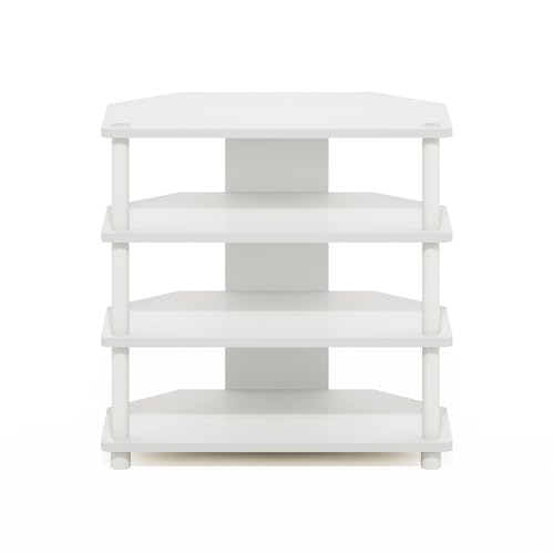 Furinno ECON TV Stand, 4-Tier Corner Petite Entertainment Center, Open Frame TV Console for TV up to 32 Inch, Easy Assembly, for Living Room, Bedroom, White - image 5