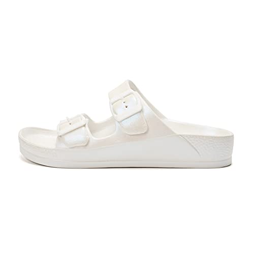 FUNKYMONKEY Women's Comfort Slides Double Buckle Adjustable EVA Flat Sandals (6 M US, Variation White) - Thumbnail 2