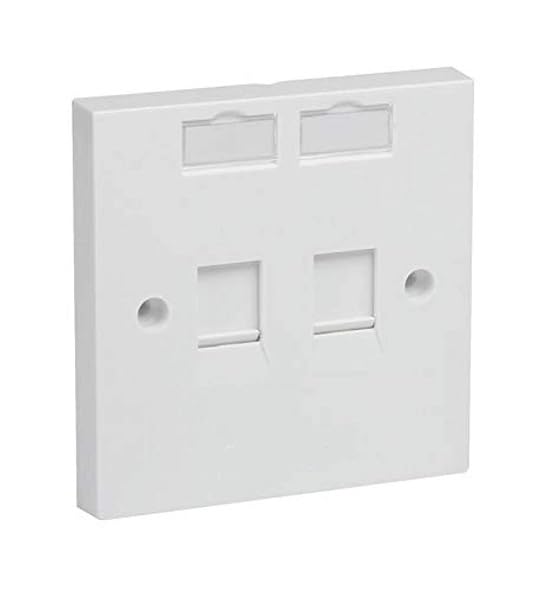 Image of Combo 2 RJ45 CAT6E LAN I /O Network Keystone Jack + Gang Box + Dual Port Face Plate (Pack of 1)