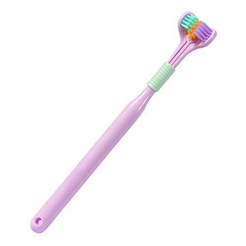 JaSiTeBW Triple Angle Toothbrush - Innovative 3 Sided Autism Chewable Toothbrush for Effective Teeth and Gum Care (Purple)
