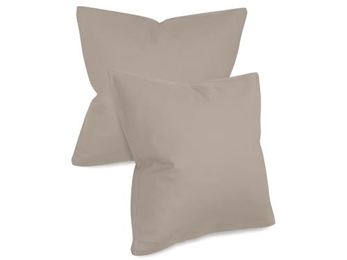 npluseins 2X Funda cojin 50x50, 100% algodón, Fundas de Cojines, 1154.1498, Decoracion hogar Salon con un diseño Sencillo - Beige