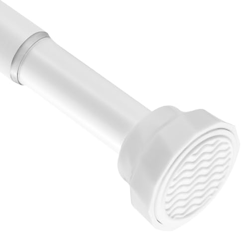 Barra de Cortina Extensible Blanca 73-256cm, Barra Telescópica Sin Taladro, Barra de Cortina de Ducha Ø25mm para Baño, Armario y Balcón
