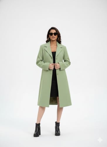 Image of HAUTEMODA Women's Winter Coat Trench Long Sleeves Over Coat With Pocket single Breasted