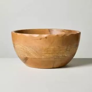 Large Handcrafted Mango Wood Bowl, Round Carved Edge Salad Bowl, Natural Wood Fruit & Snack Bowl, Tabletop Display Bowl, Spot Clean Care