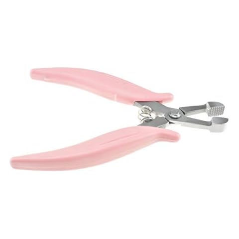 Profesional Hair Extension Pliers for Removing Micro Rings and Crushing Fusion Bond - Anti-rust Stainless Steel with Non-slip Grip - Pink - 6'' Cover