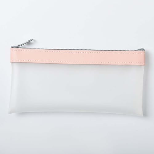 Image of Small Pencil Pouch Makeup Transparent Cortical Pen Bag Women Office Stationery Comestic Bag
