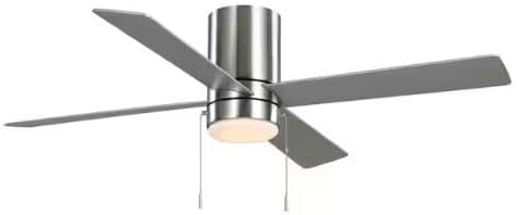 HB Scenic 52 in. Integrated LED Indoor Brushed Nickel Hugger Ceiling Fan with Reversible Motor & Reversible Blades Included
