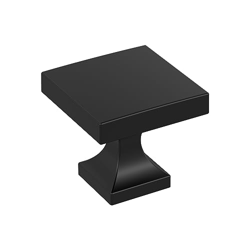 Image of Amerock 10 Pack 1-1 /16 inch Square Pedestal Matte Black Cabinet Knob | Durable Zinc drawer knob and cabinet hardware, ideal for kitchen cabinets, bathroom vanities, dressers, and furniture