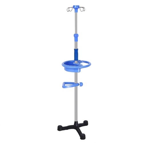 Support pour perfusion réglable en hauteur avec 4 crochets et base triangulaire