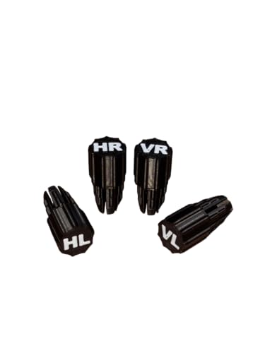 Reifenmarker Set 4 Stück - Radmarkierer VL VR HL HR - Kunststoff-Stecker für Bolzenöffnung - Reifenkennzeichnung für saisonalen Reifenwechsel - Autozubehör (Schwarz)