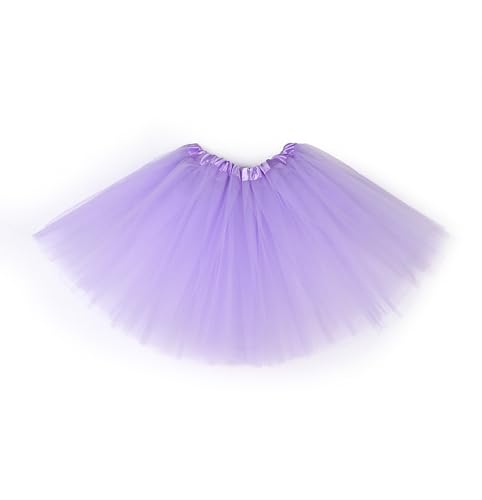 Fepdiu Girls Tutu Skirt 3 Layers Tulle Toddler Ballet Skirts Girls Tulle Tutu Dance Fit Most 3-10 yrs for Dance Party Costume (Light Purple)
